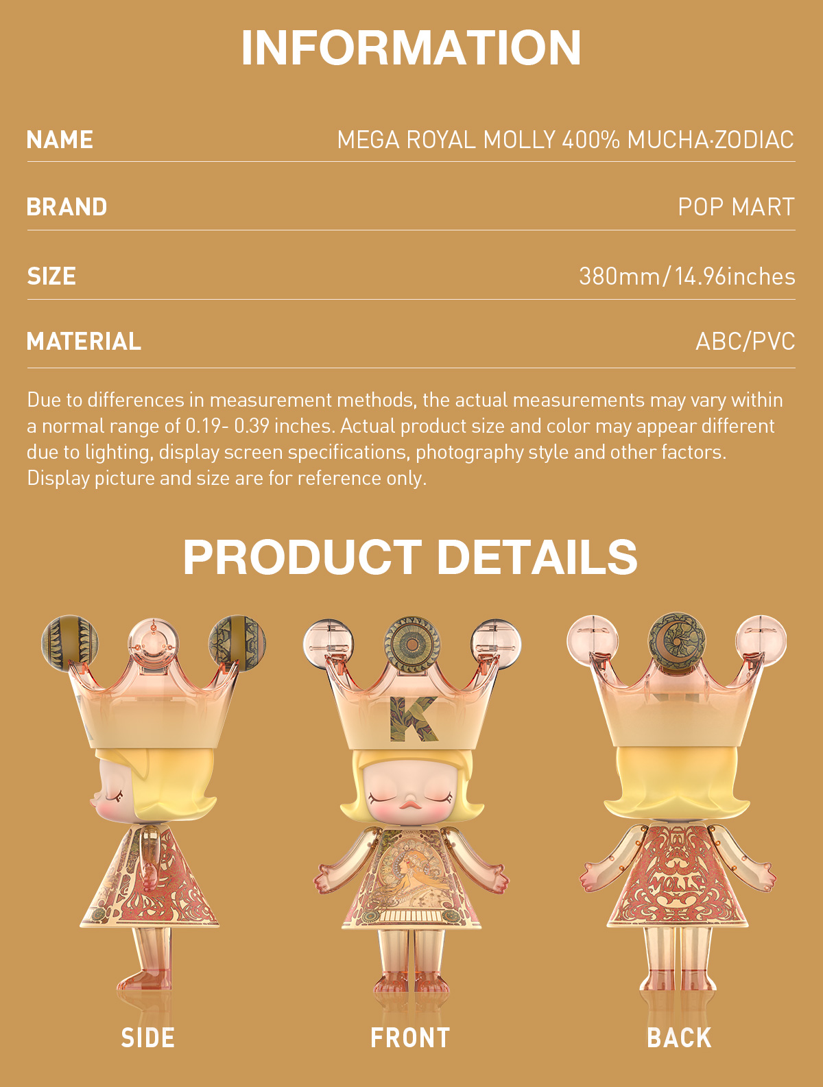 MEGA ROYAL MOLLY 400% Mucha·Zodiac | MEGA Collection - POP MART