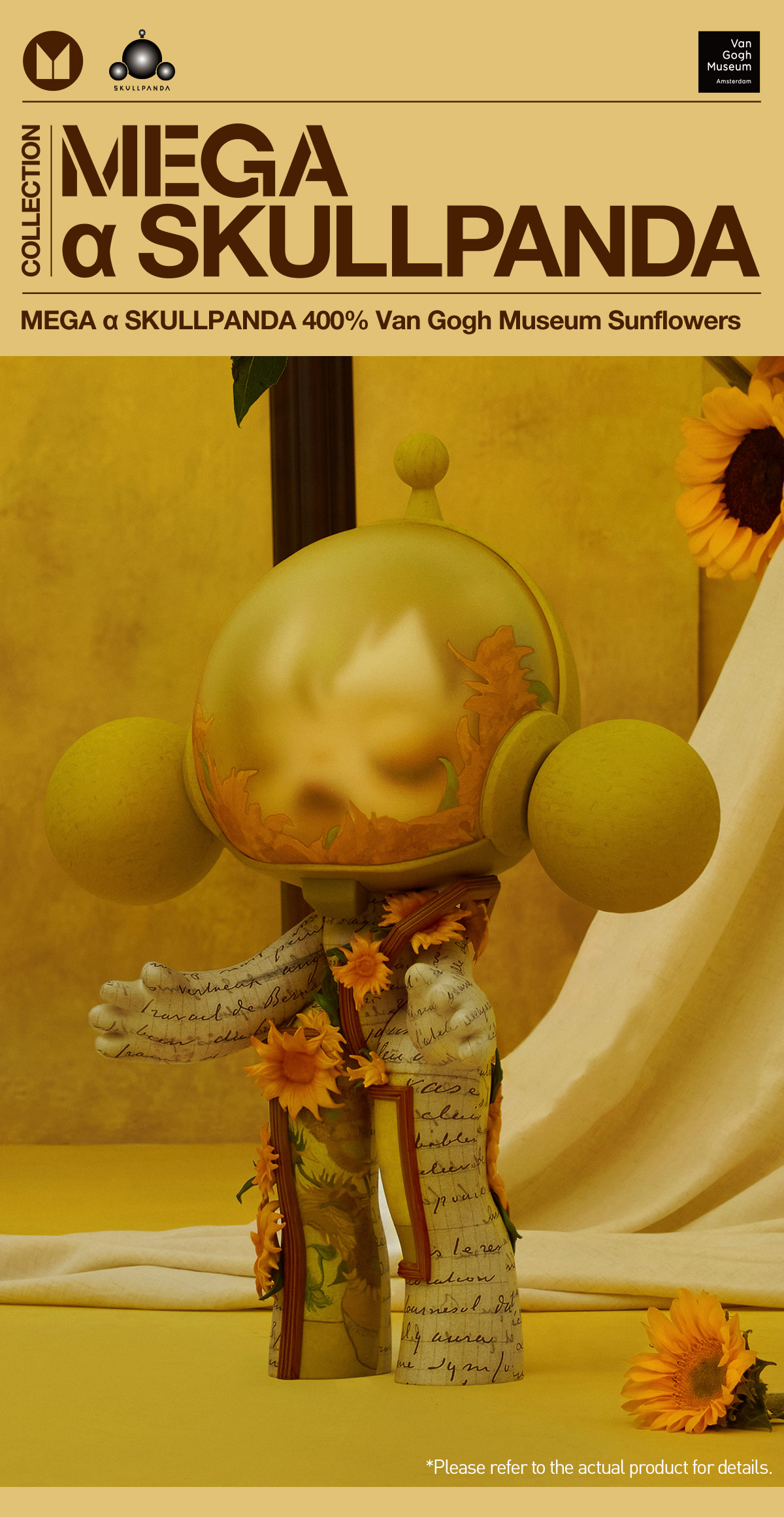 MEGA α SKULLPANDA 400% Van Gogh Museum Sunflowers - POP MART