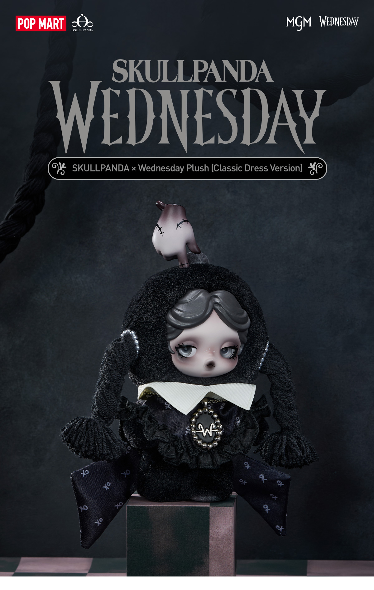 SKULLPANDA × Wednesday Plush（Classic Dress Version） - POP MART