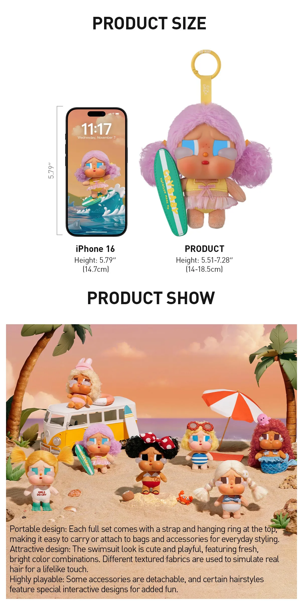 CRYBABY Vacation Mode On Series-Vinyl Plush Pendant Blind Box