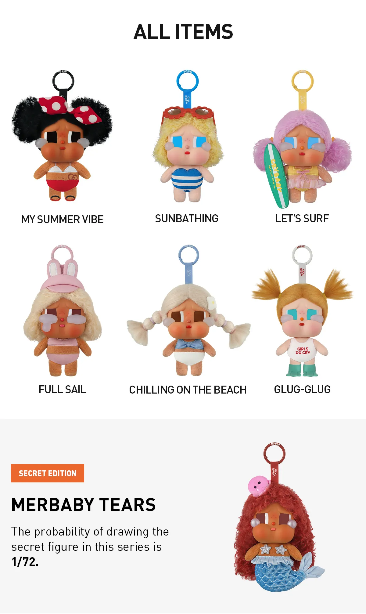POP NOW:CRYBABY Vacation Mode On Series-Vinyl Plush Pendant Blind
