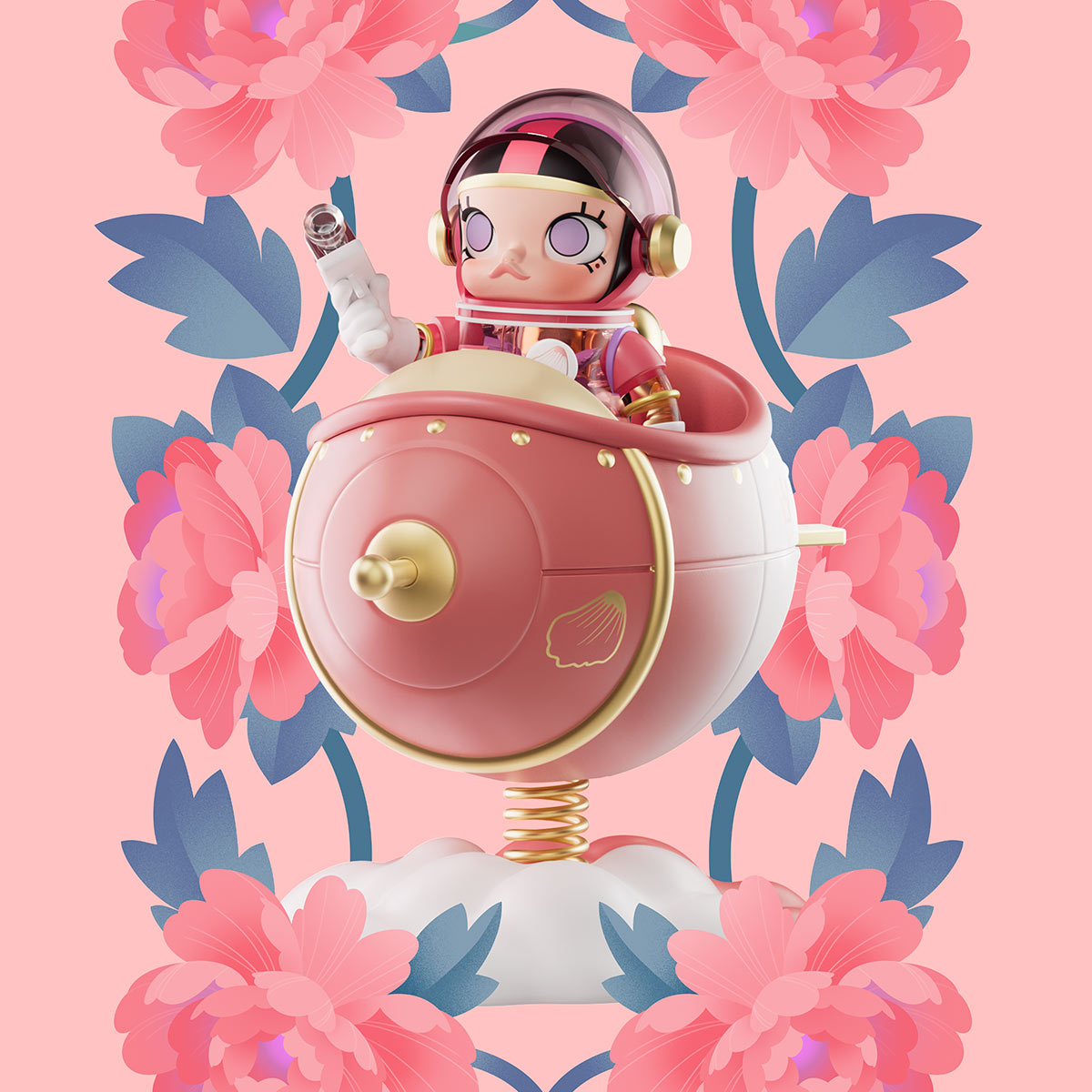 MEGA SPACE MOLLY 100% Blooming-Fleur de lys - POP MART (Japan)