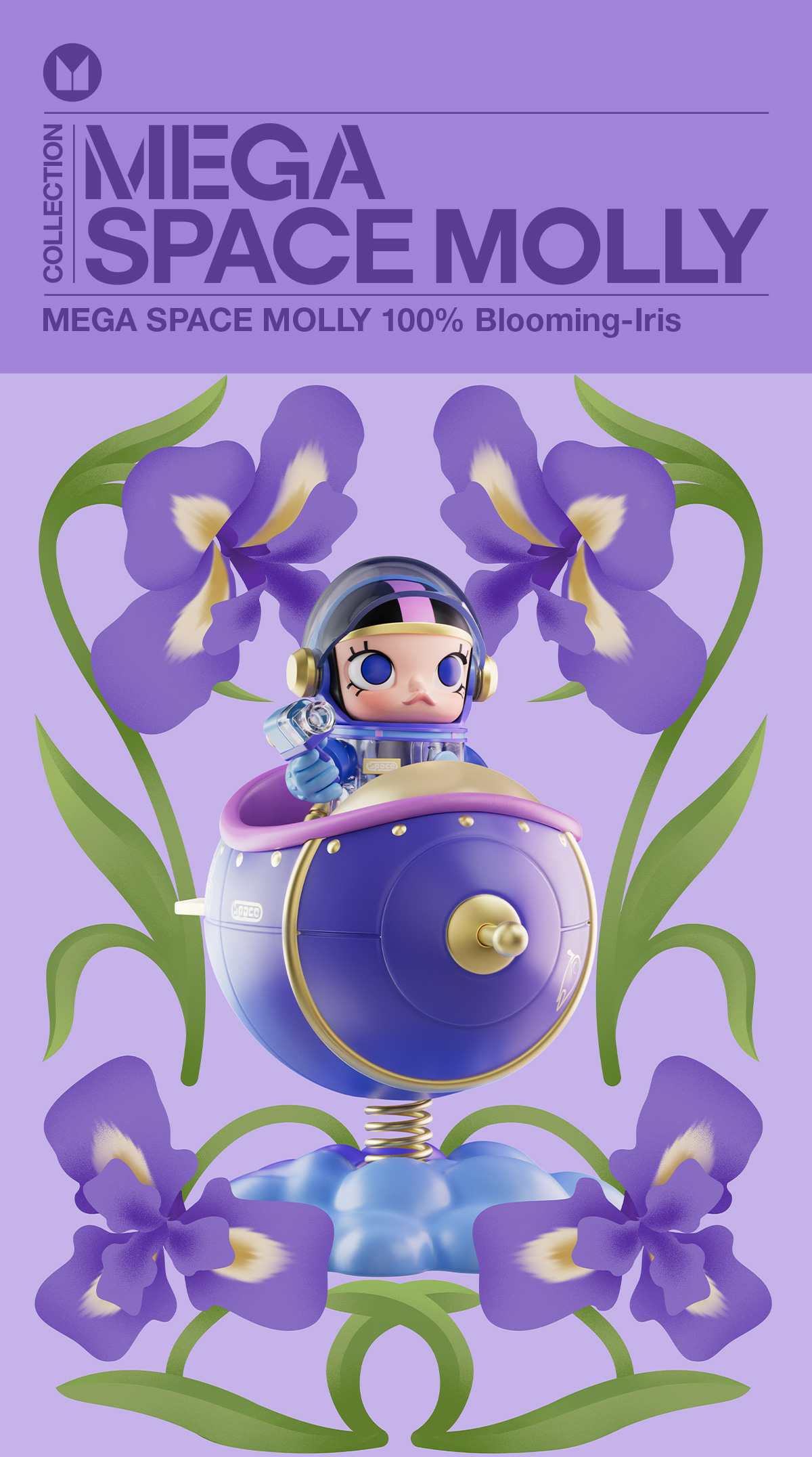 MEGA SPACE MOLLY 100% Blooming-Fleur de lys - POP MART (Japan)