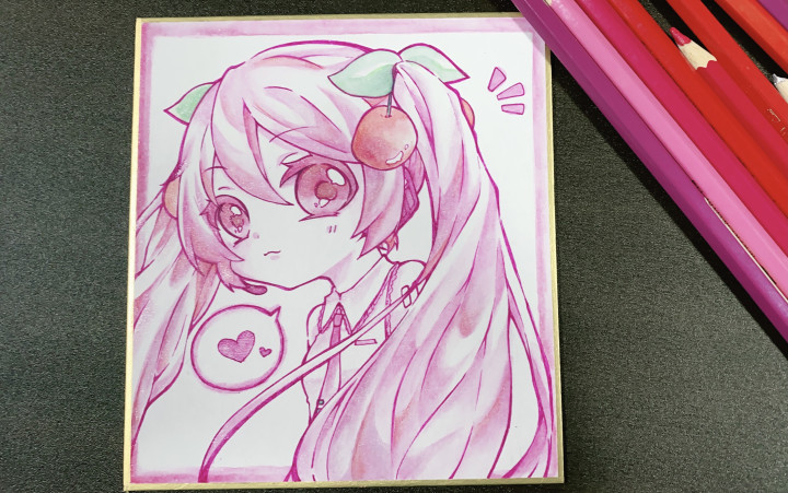 イラスト色紙・小(郵送)アナログイラストをお届けします| イラスト依頼