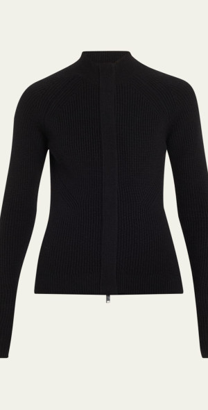 SaSuPhi - Marine Zip Ribbed Cashmere Cardigan