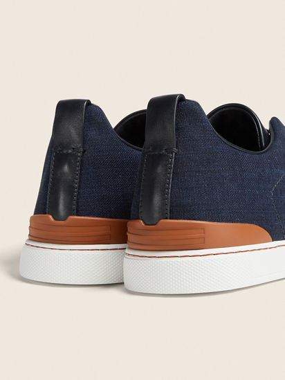 Navy Blue Cotton Denim Triple Stitch™ Sneakers FW25 25694150