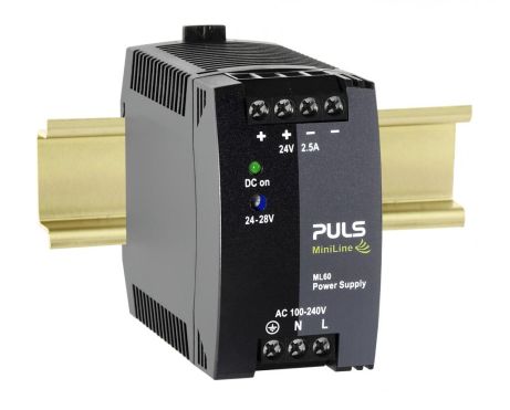 PULS | ML60.241 | 60W、24V、3A 単相DINレール電源