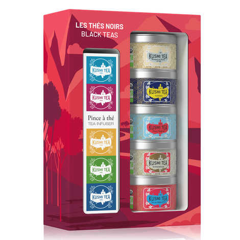Box of 5 black teas and tea tongs - Organic Black Teas - Kusmi Tea