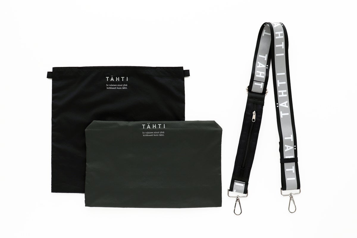 暗闇で光るショルダーストラップ&軽量ポーチ・エコバッグ3点セットを