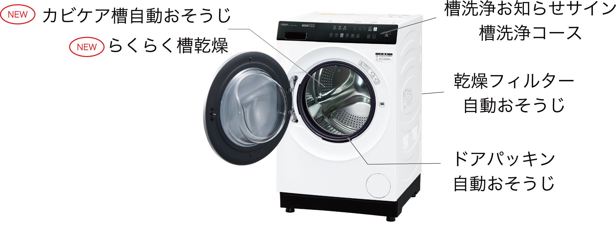 衣類も洗濯機本体も清潔に保つ機能が進化 AQUA ドラム式洗濯乾燥機