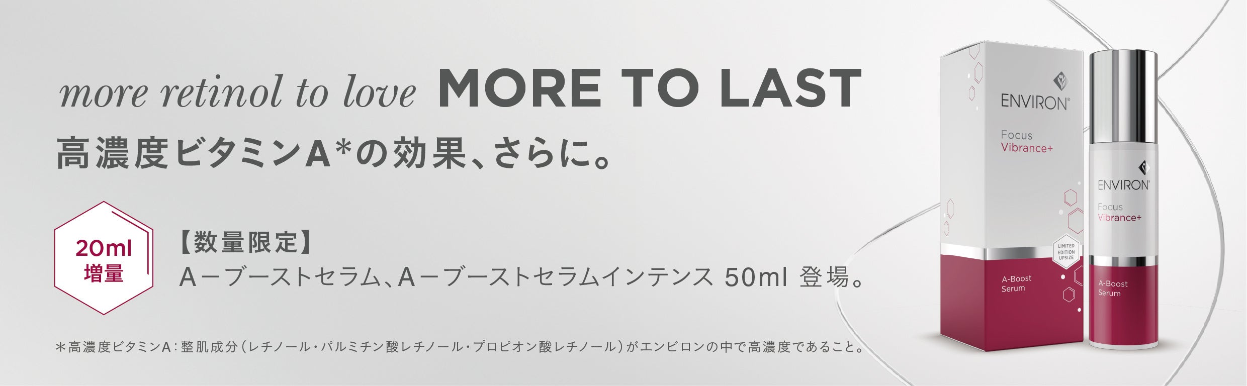 高濃度ビタミンA*¹美容液の20ml増量サイズ「エンビロン A－ブースト