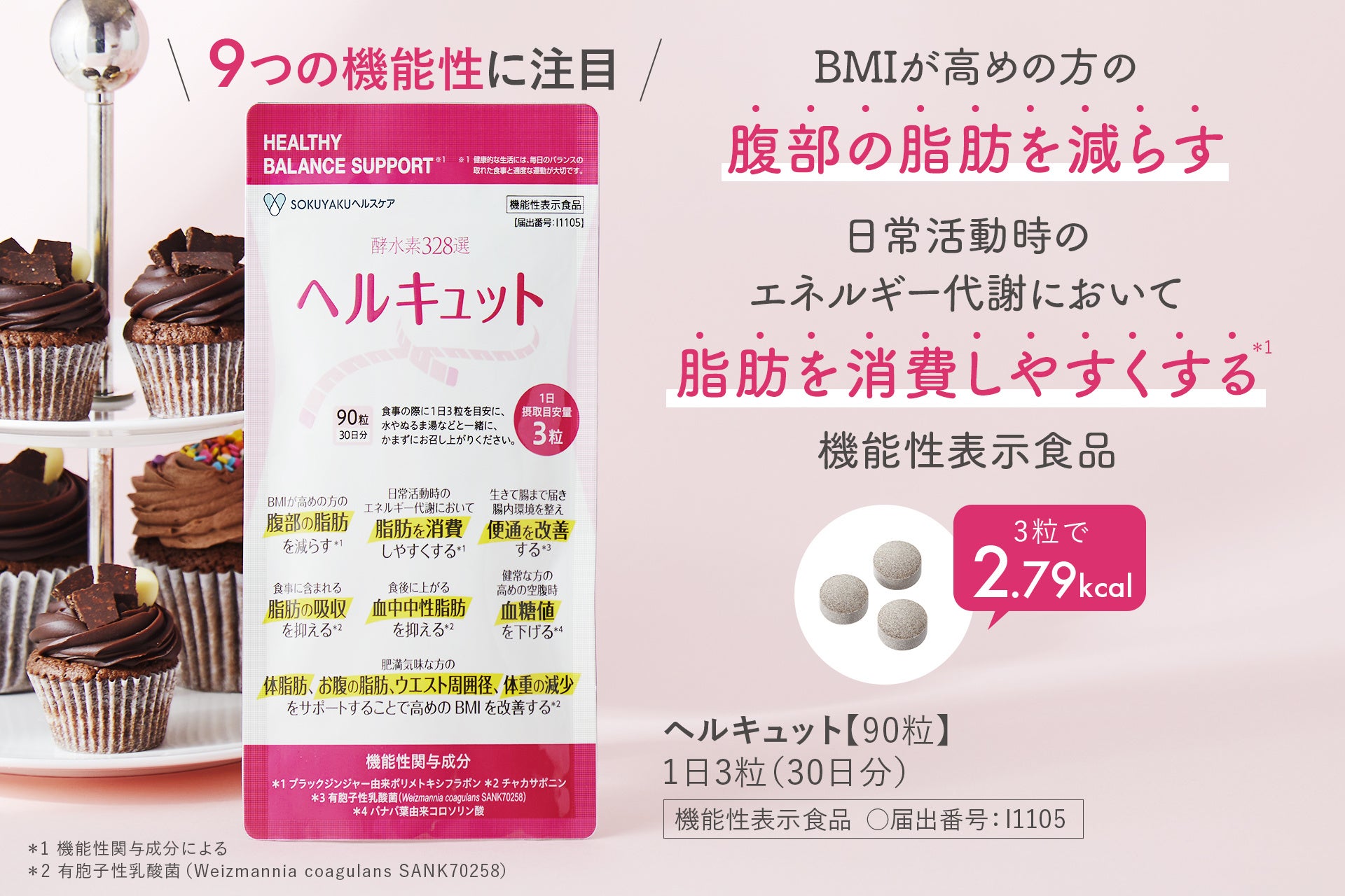 日本初※1の機能性表示食品「ヘルキュット」が誕生。4つの機能性関与