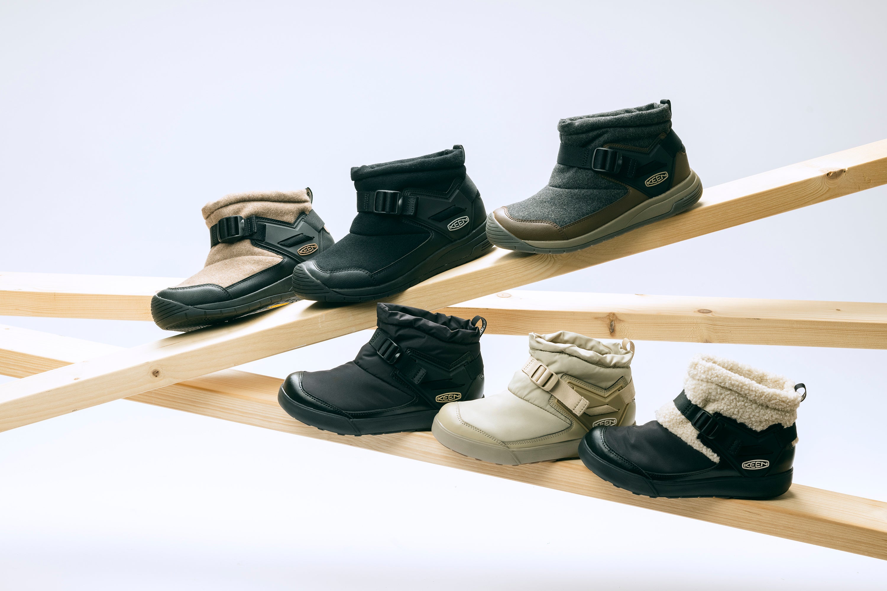 KEENの中綿とマイクロフリースと独自の保温素材のトリプル仕様で足元
