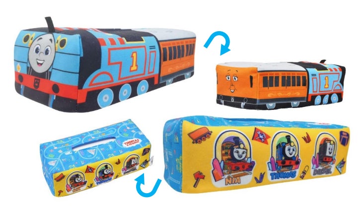 トーマスの車体がデザインされたティッシュケースカバーが登場