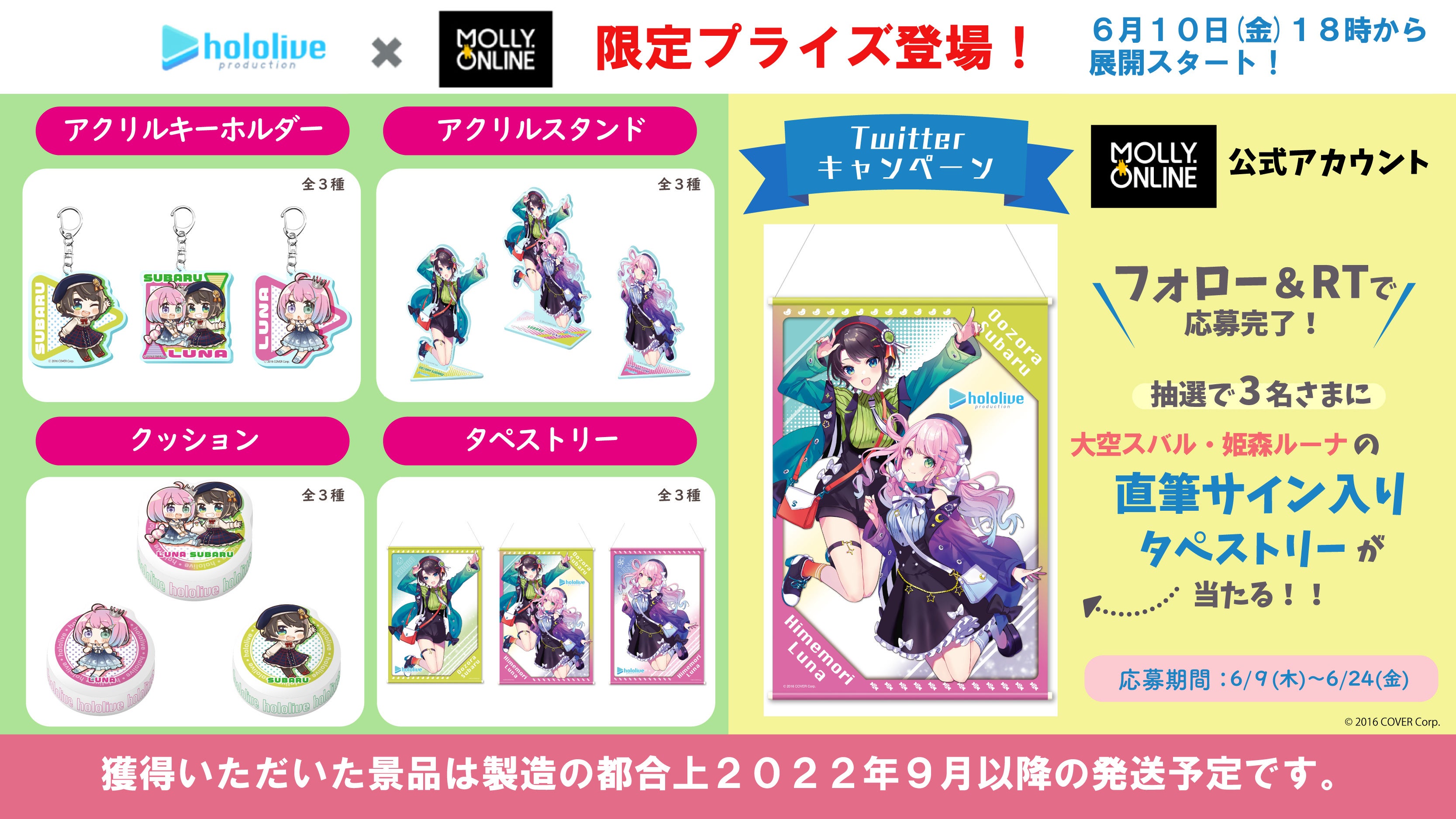 ホロライブ 大空スバル・姫森ルーナの限定プライズ MOLLY.ONLINEに描き