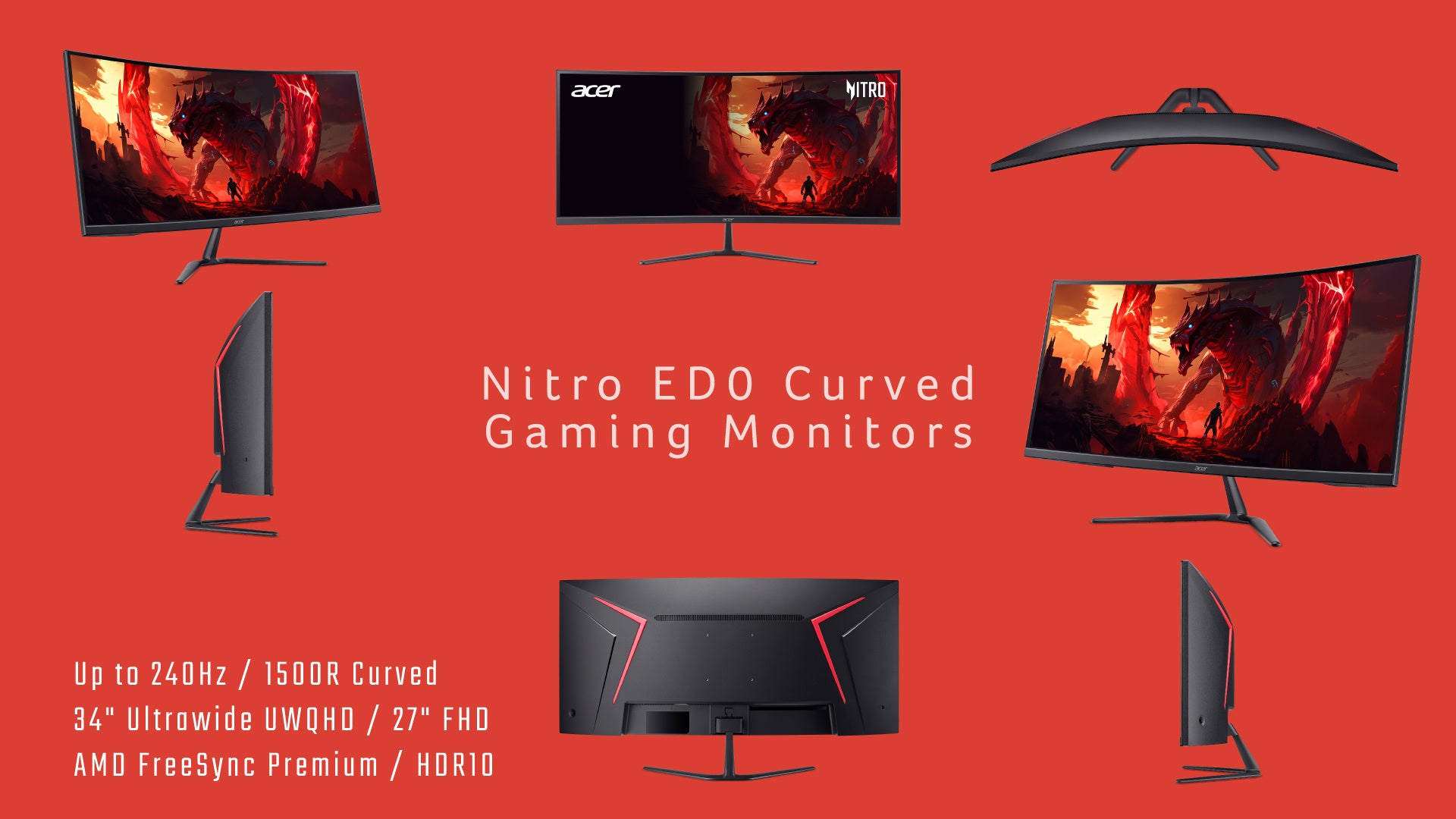 Acer、湾曲1500RのNitro ED0ゲーミングモニター3機種を発売 －34インチ