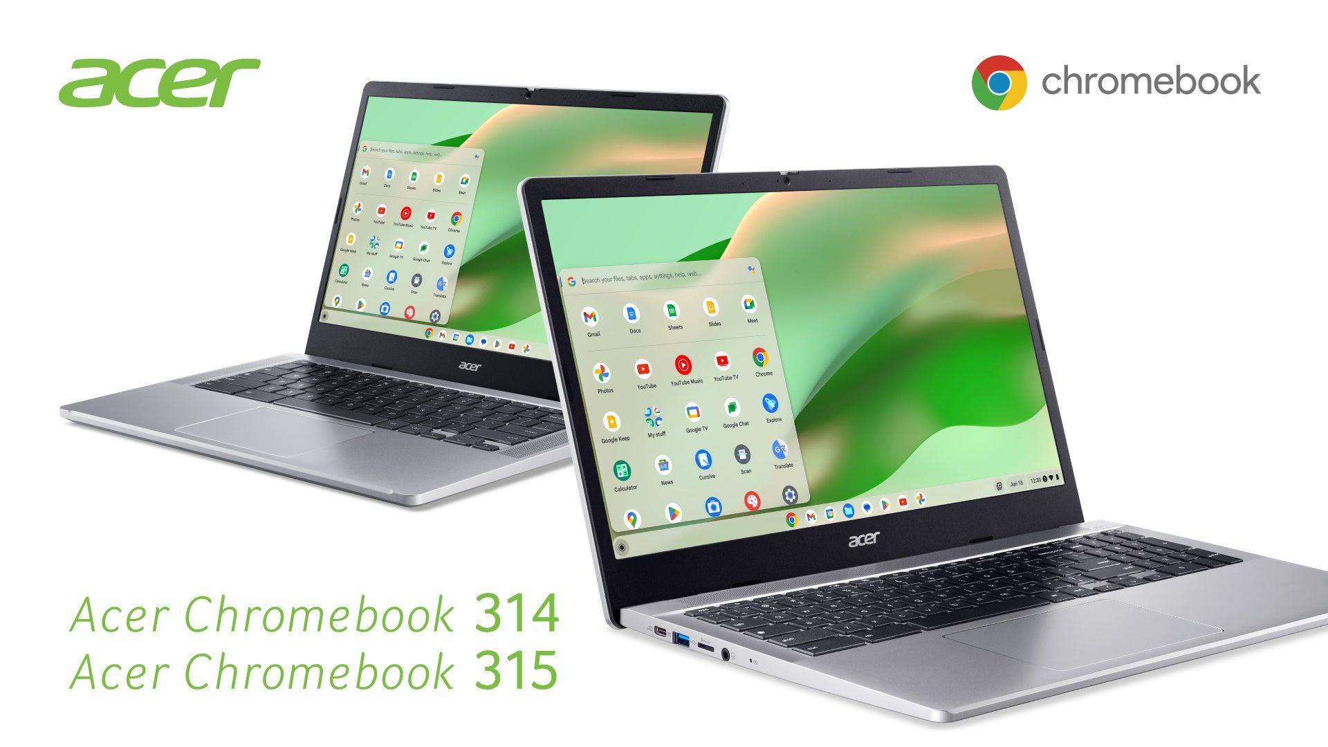 大画面15.6インチ、14インチディスプレイを採用した、Acer Chromebook