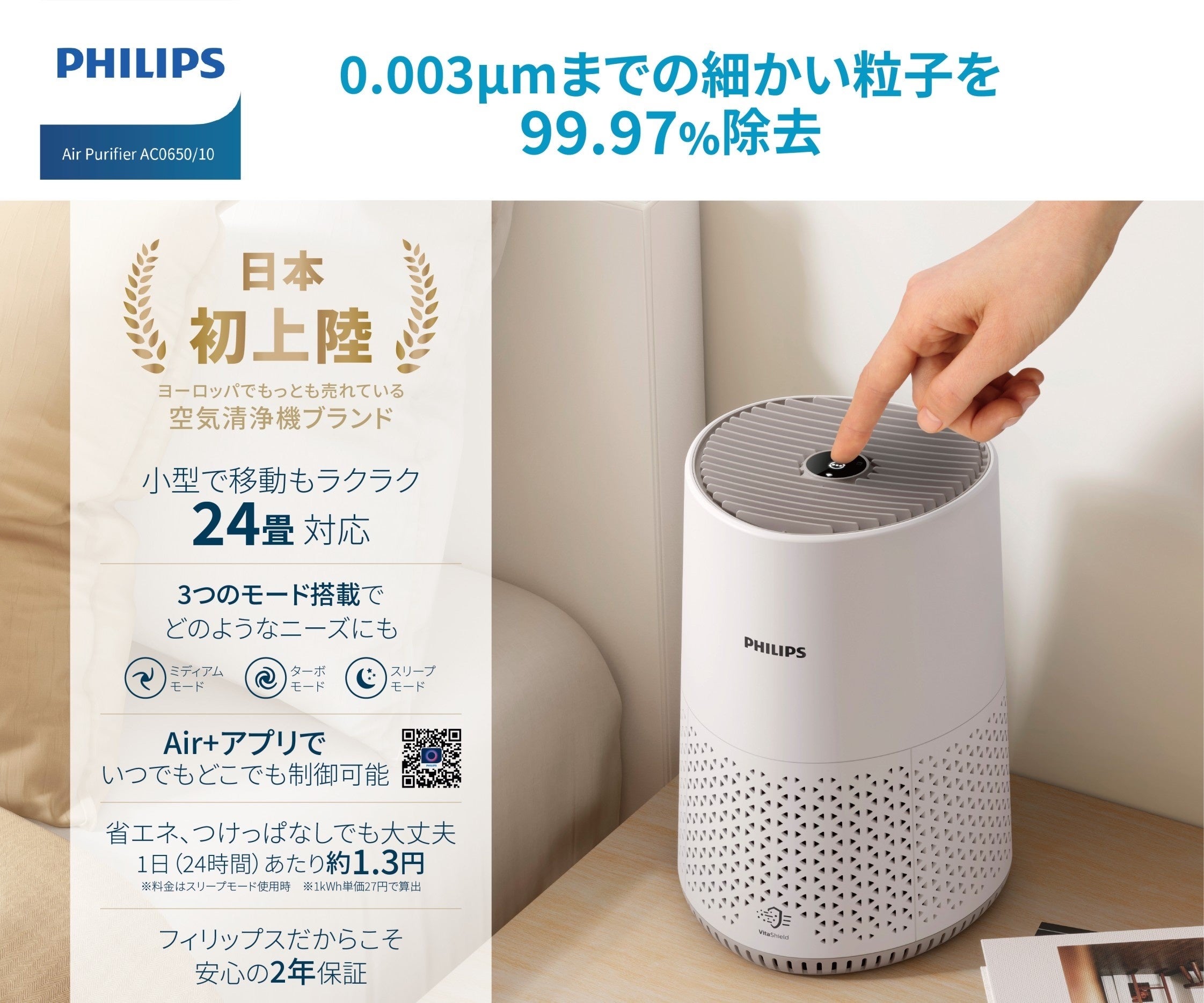 PHILIPS (フィリップス)空気清浄機2023新モデル「AC0650」日本初上陸