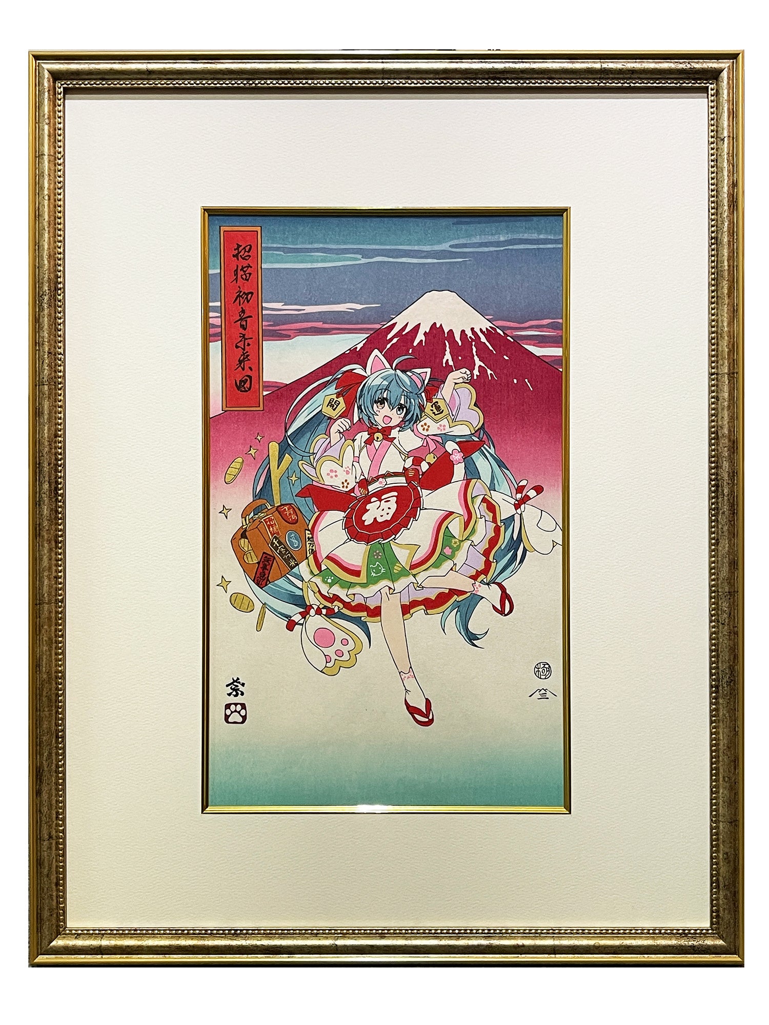 初音ミク×招き猫」の浮世絵木版画が登場！ 2024年3月22日より