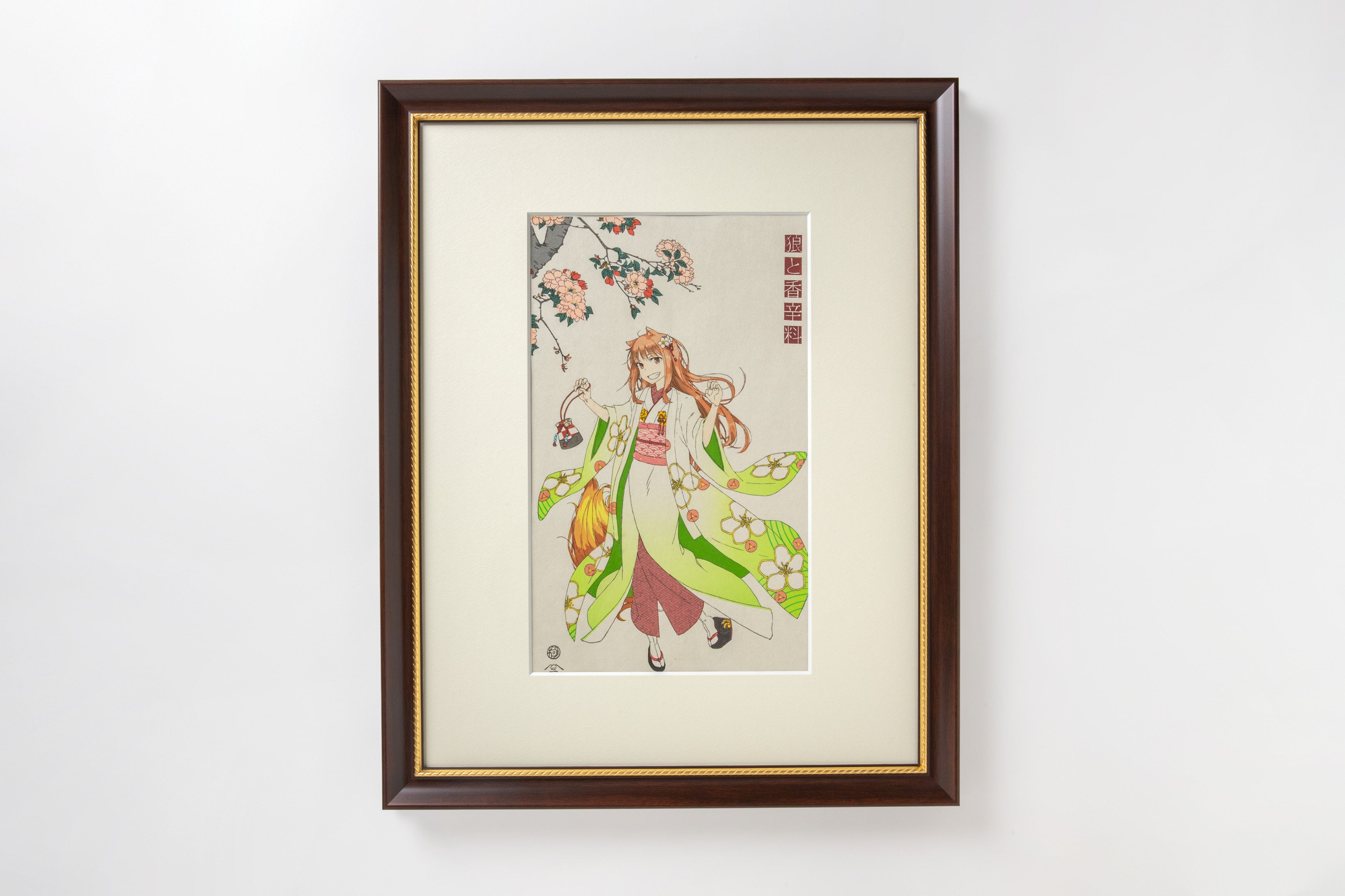 狼と香辛料』より、和装を纏った「ホロ」の描き下ろしイラストを使用