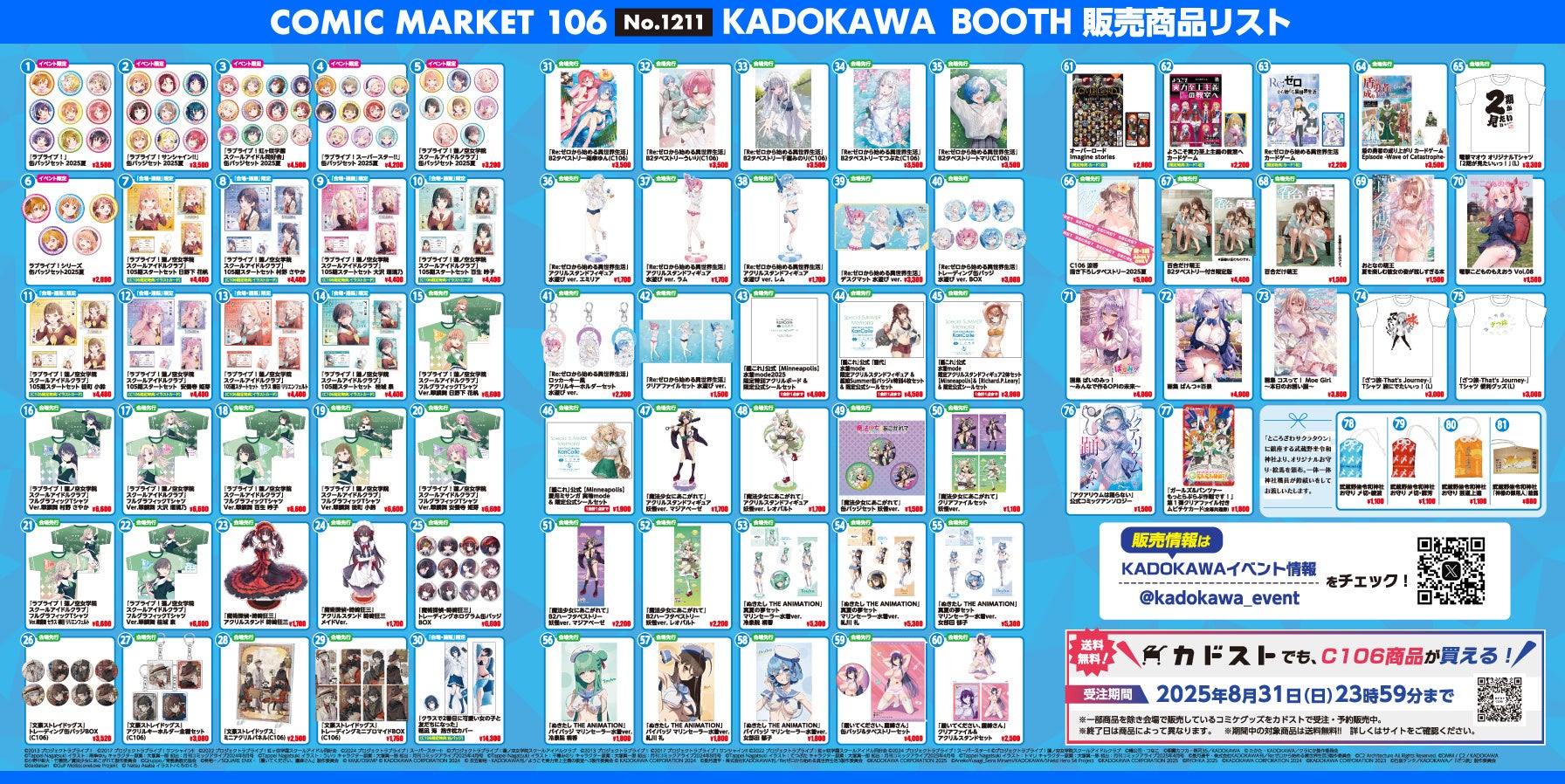 8/16・17はコミックマーケット106】KADOKAWAブース販売商品の中から