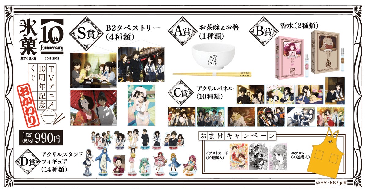 大好評にお応えして！ 「氷菓 TVアニメ10周年記念くじ おかわり」が