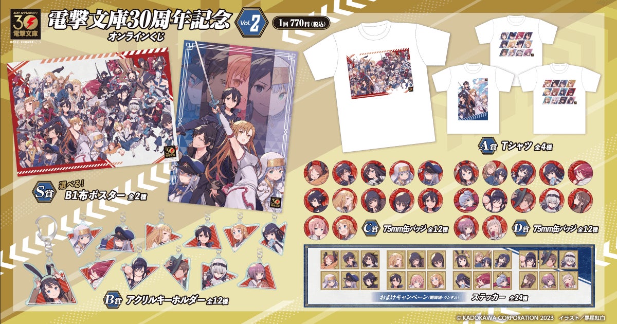 電撃文庫30周年を記念した、人気キャラクター集合イラストが