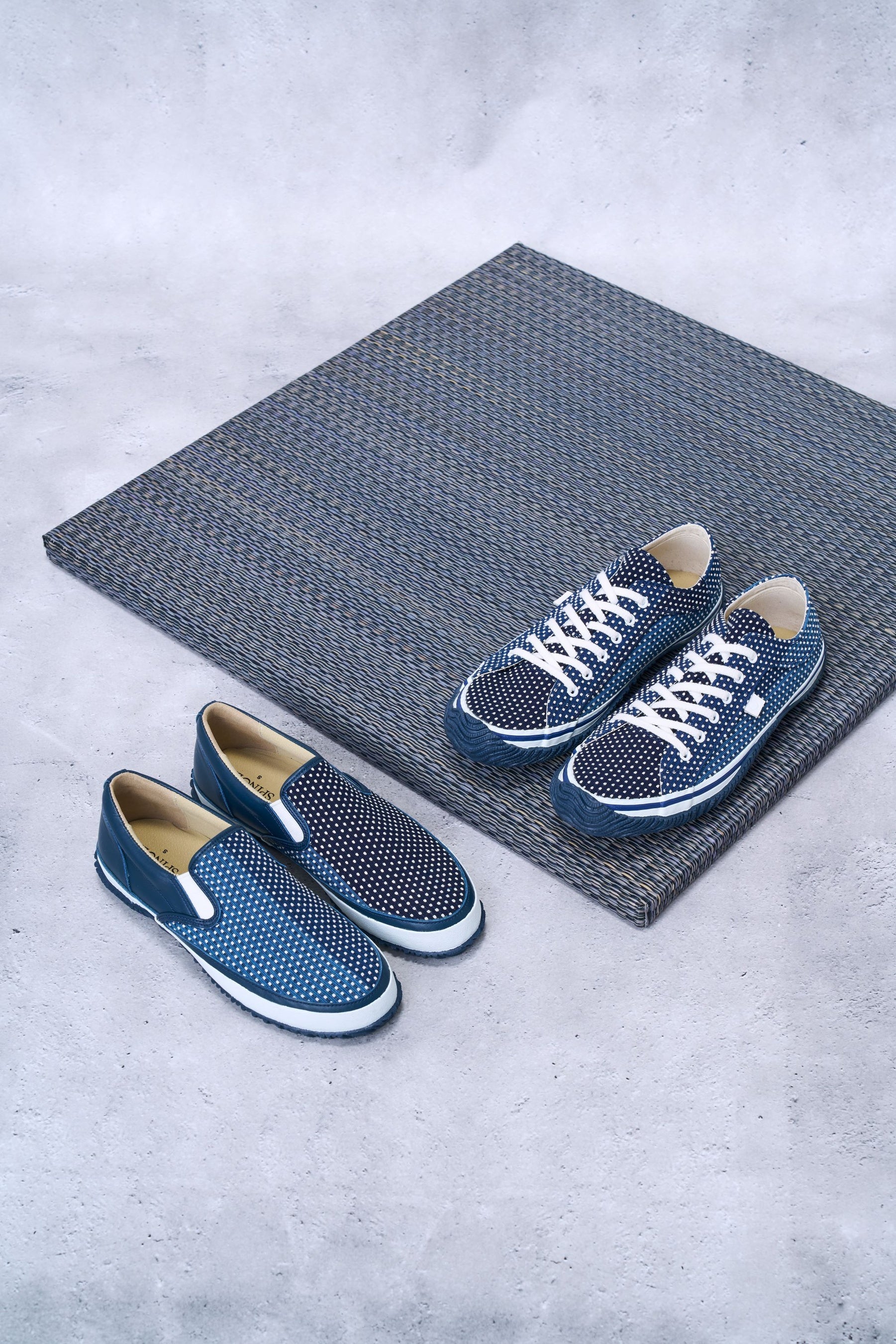 遠州織りかつお縞刺し子のスニーカー2種を発売 | 株式会社スピングル