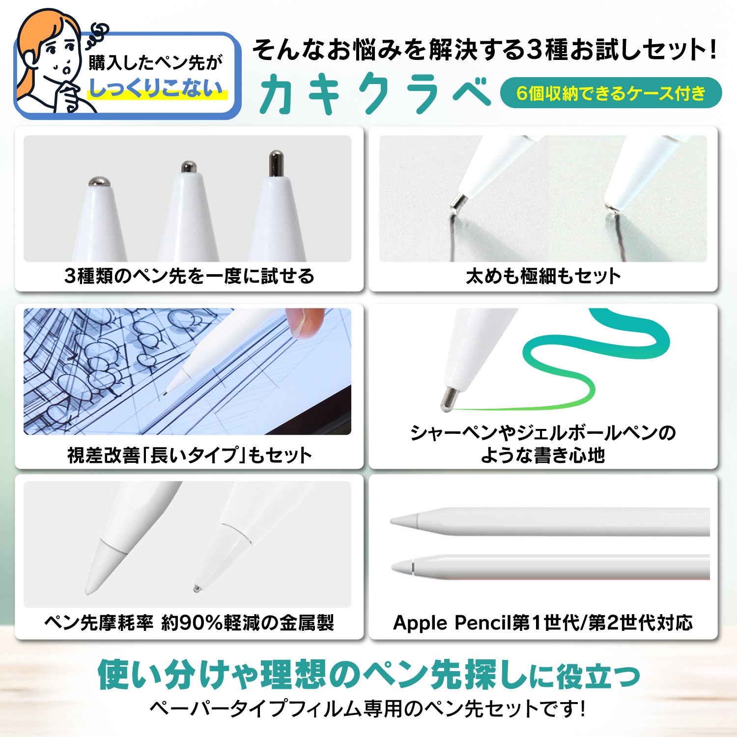 Apple Pencil用金属製ペン先セット「カキクラベ」がAmazon限定で価格