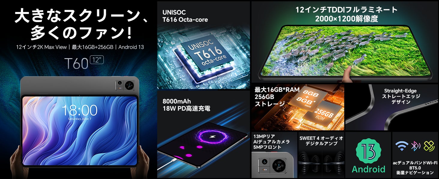 Teclast最初12インチ大画面タブレット「T60」値下げ、素晴らしい視覚