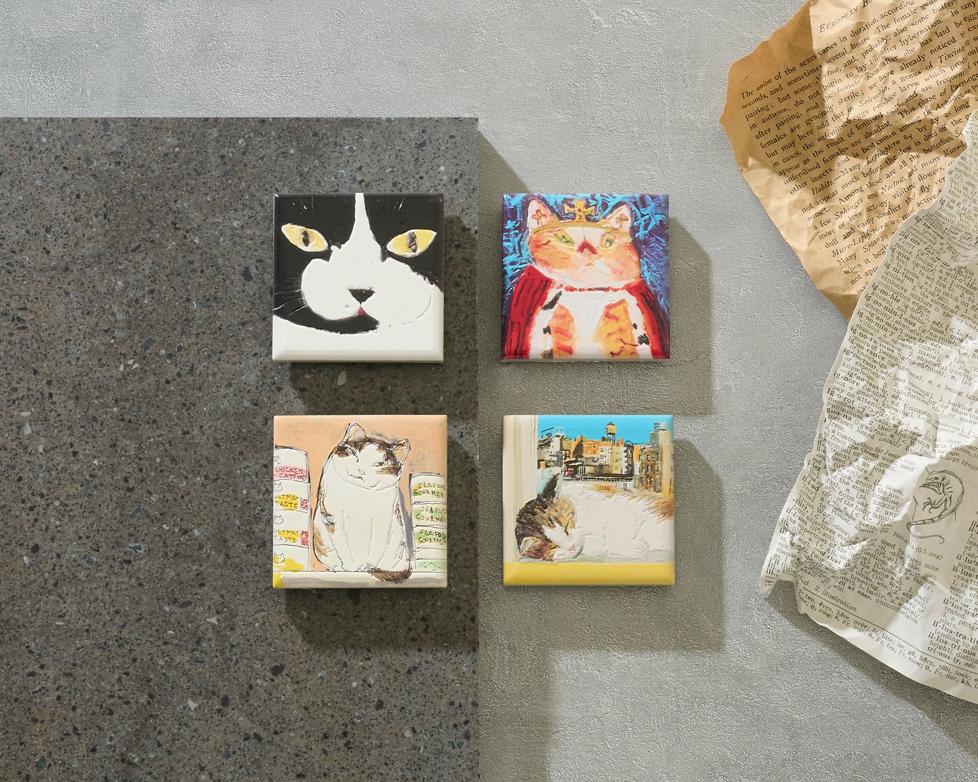 画家 久下貴史の作品世界の猫たちが大活躍するアートブランド