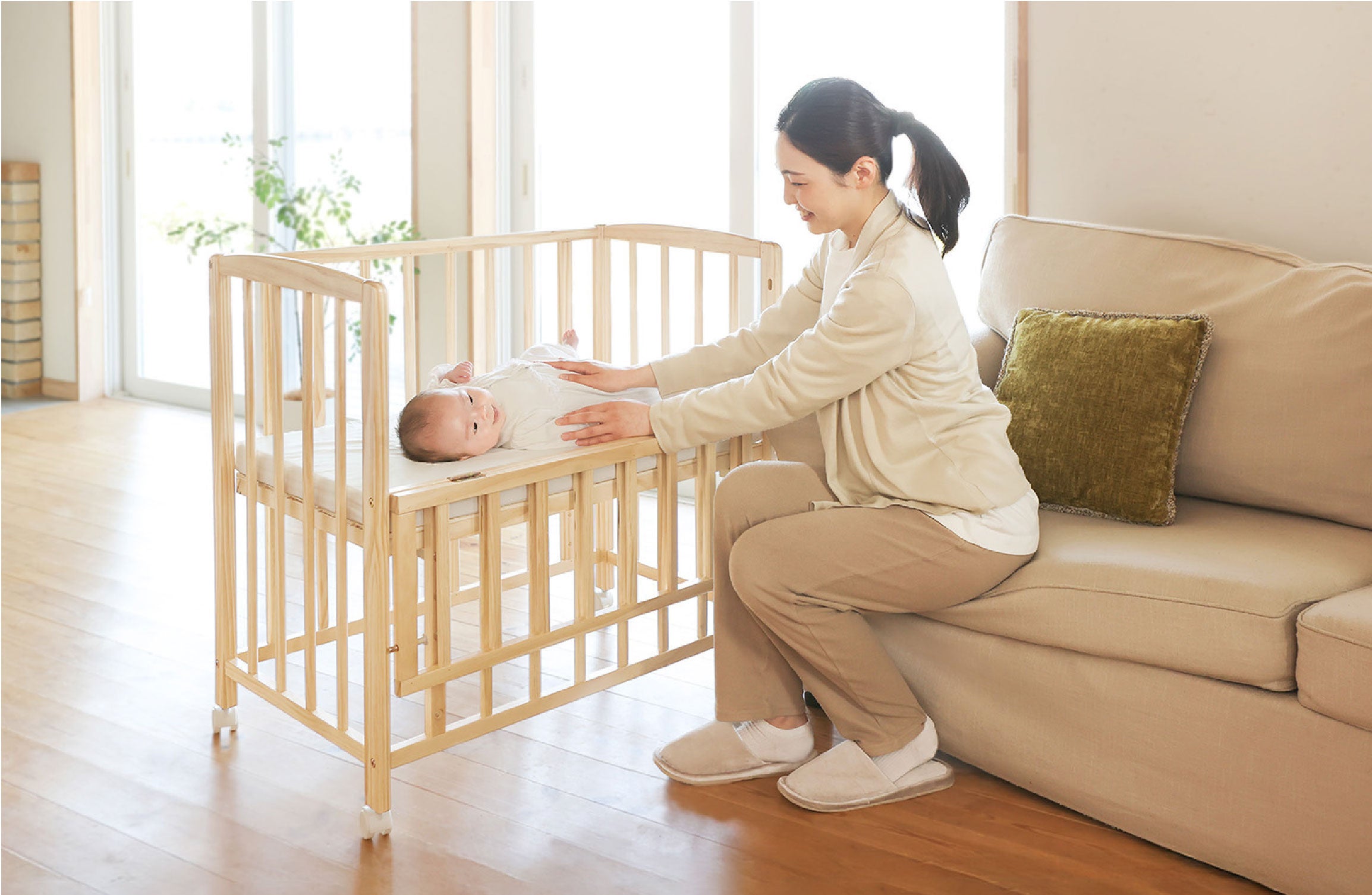 ワンタッチハイベッド ベビーベッド スリーピー 折りたたみ ワンタッチ