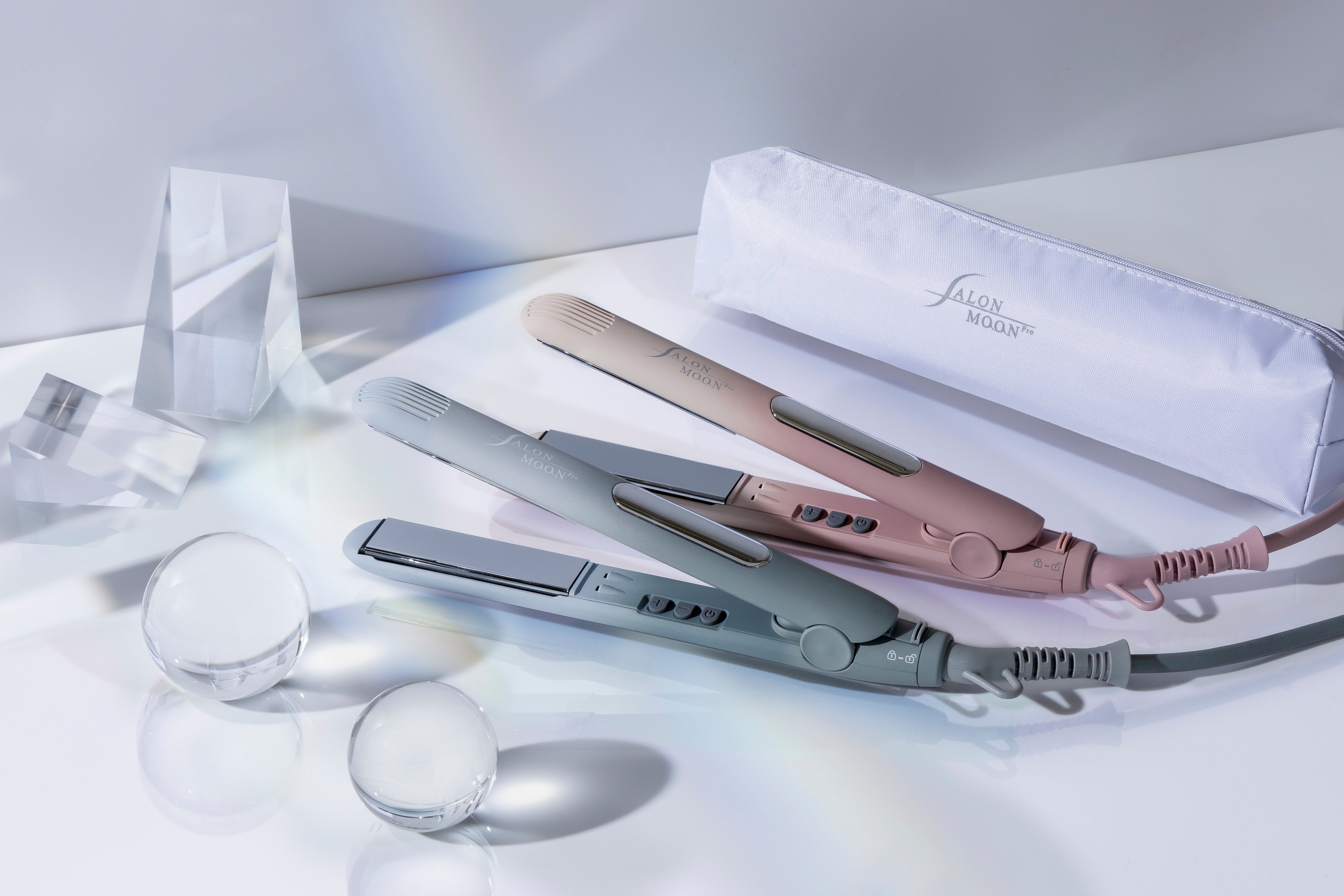 YUNO MON slim ストレートヘアアイロン ホワイト ミラーダブルイオン