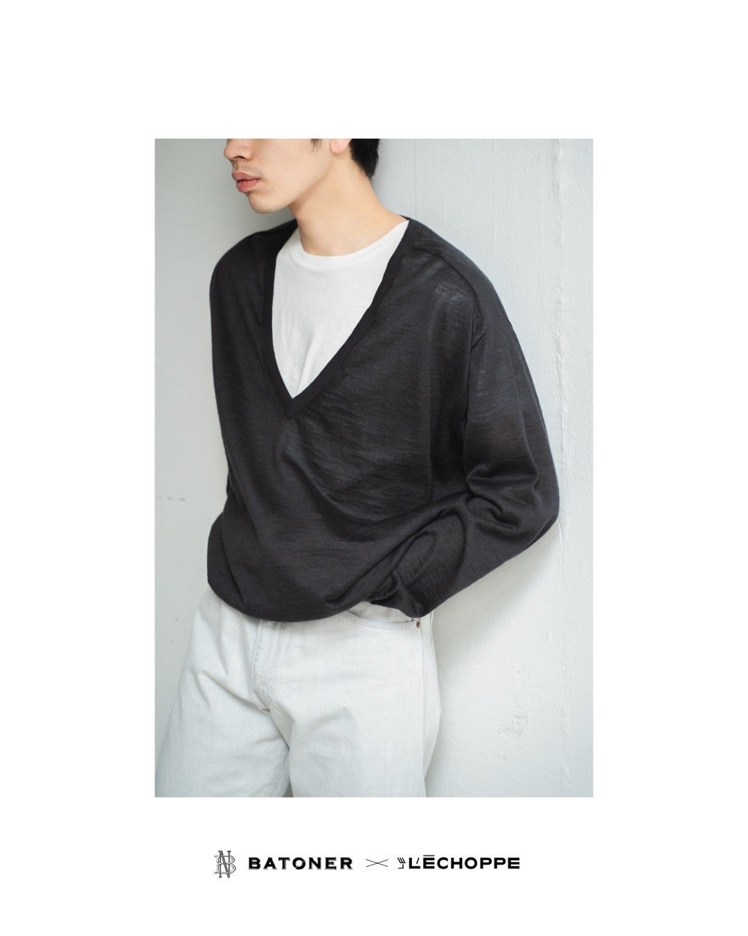 L'ECHOPPE】BATONER 別注 Ramie V Neck Knit | 株式会社ベイクルーズの
