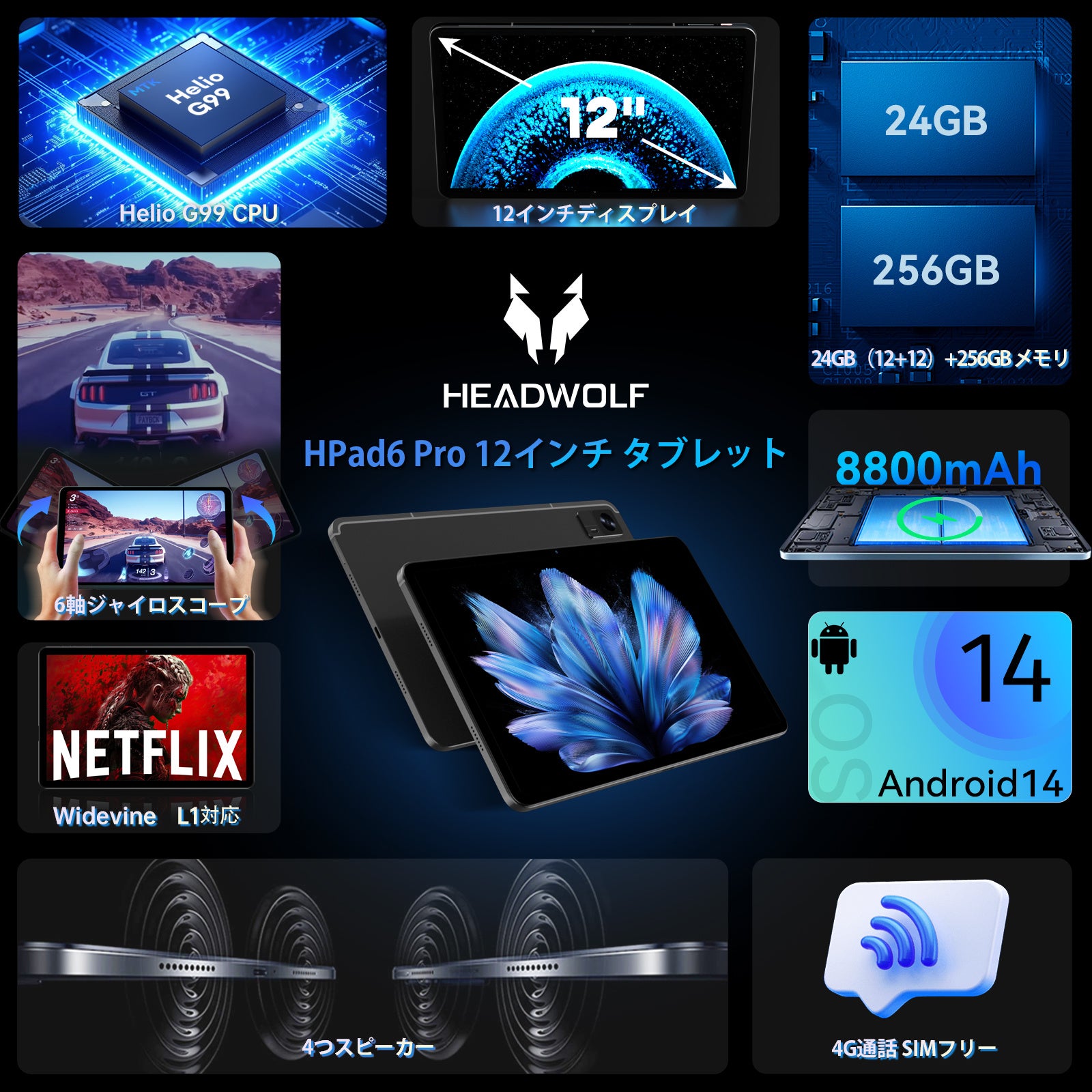 Headwolf 12インチタブレット「HPad6 Pro」が初回発売でした。2K