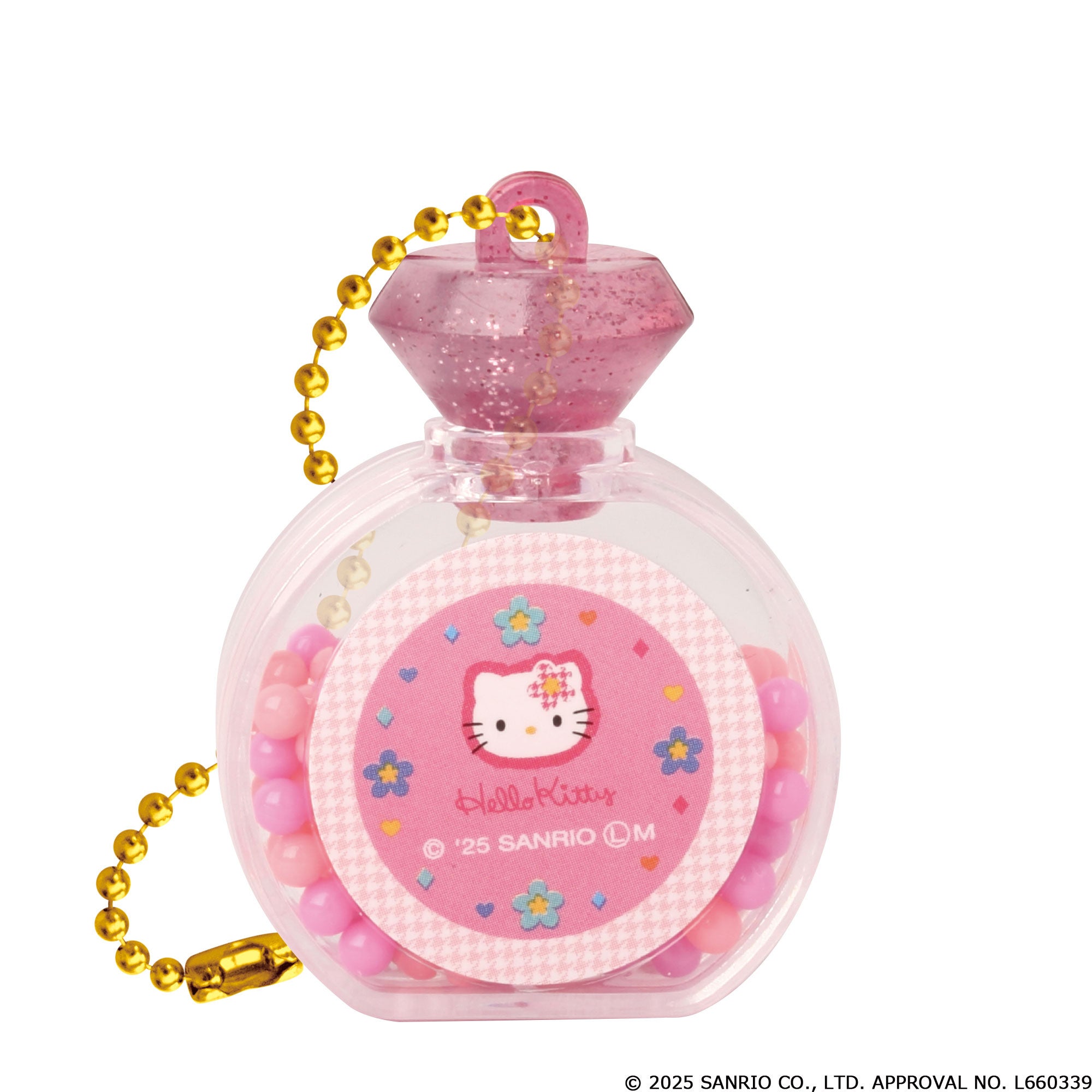 サンリオキャラクターズの「パフュームボトル型 キラキラキーチェーン