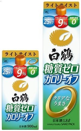 カロリー25％オフ・糖質ゼロ・アルコール分9％の「白鶴 サケパック 糖