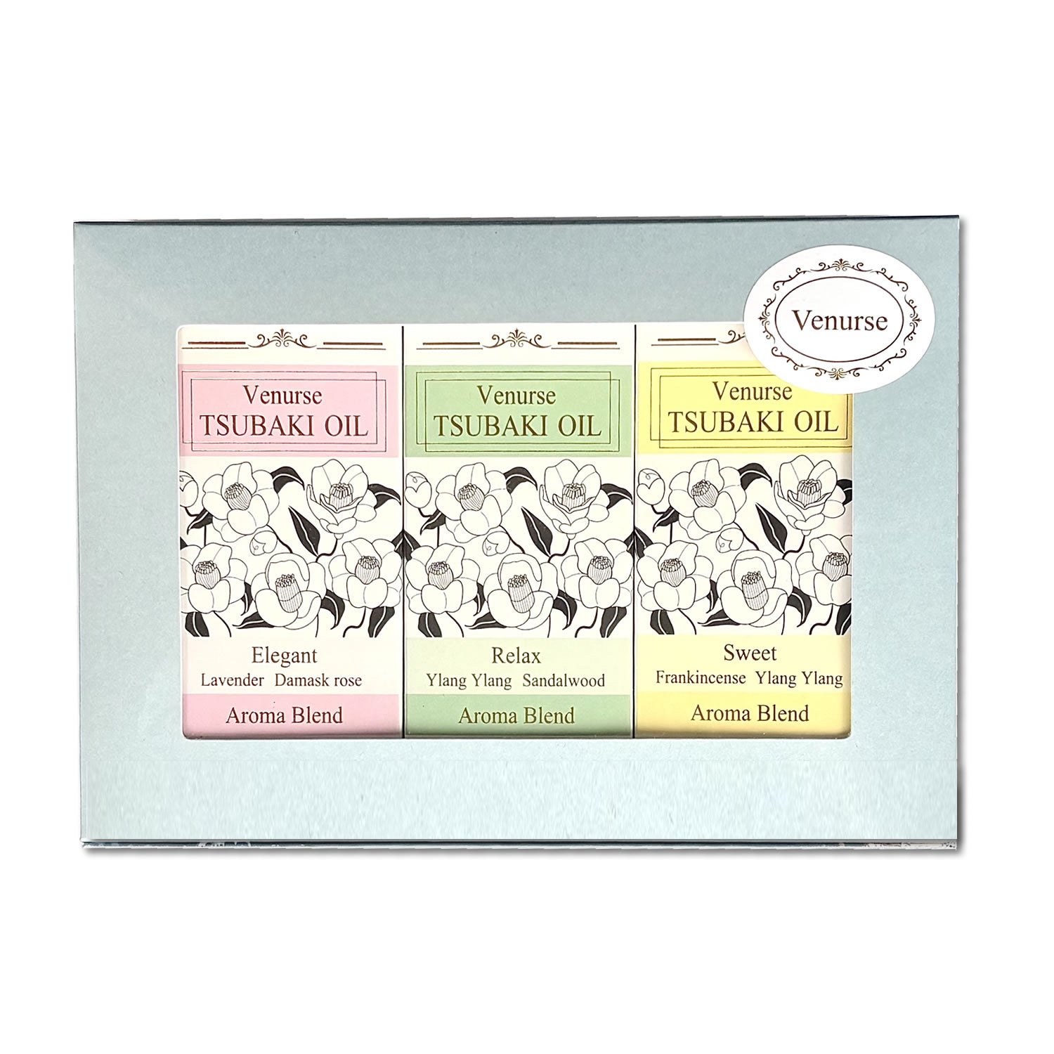 気分に寄り添う3つの香り。ツバキオイル アロマブレンドのギフトセット