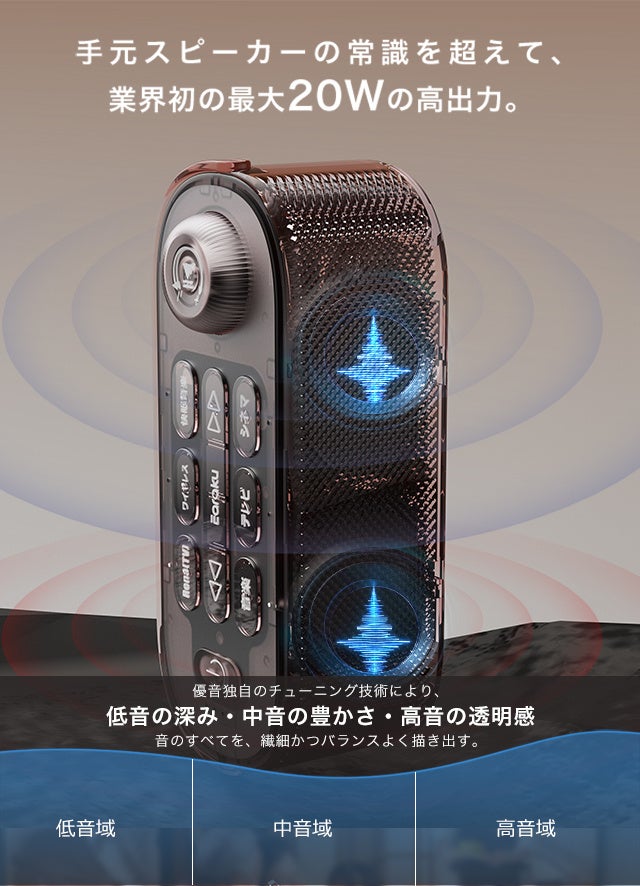 音質と使いやすさがさらに進化！手元ではっきり聞こえるスピーカー