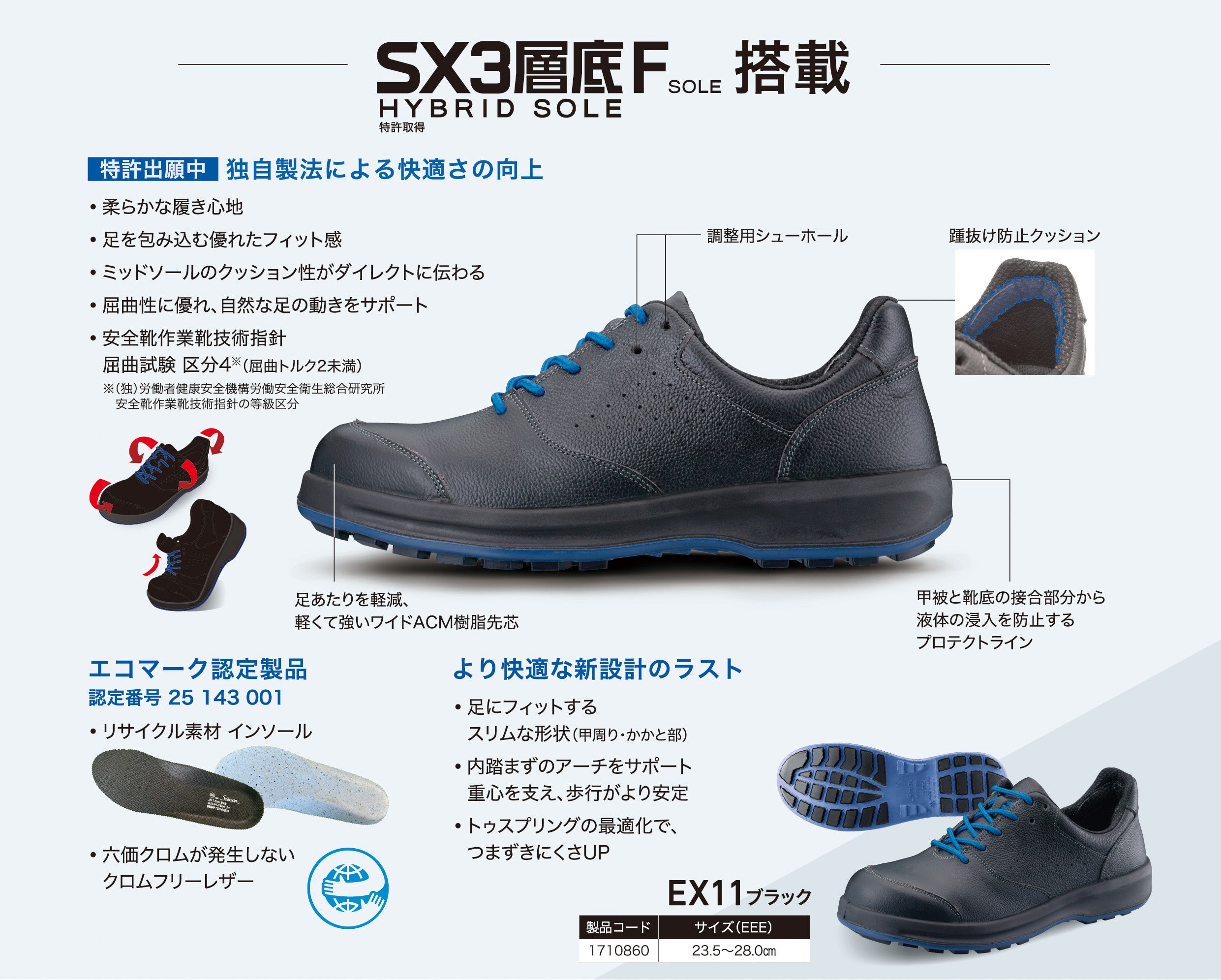 究極の履き心地を追求した最高品質の安全靴「EX11ブラック」を発売し