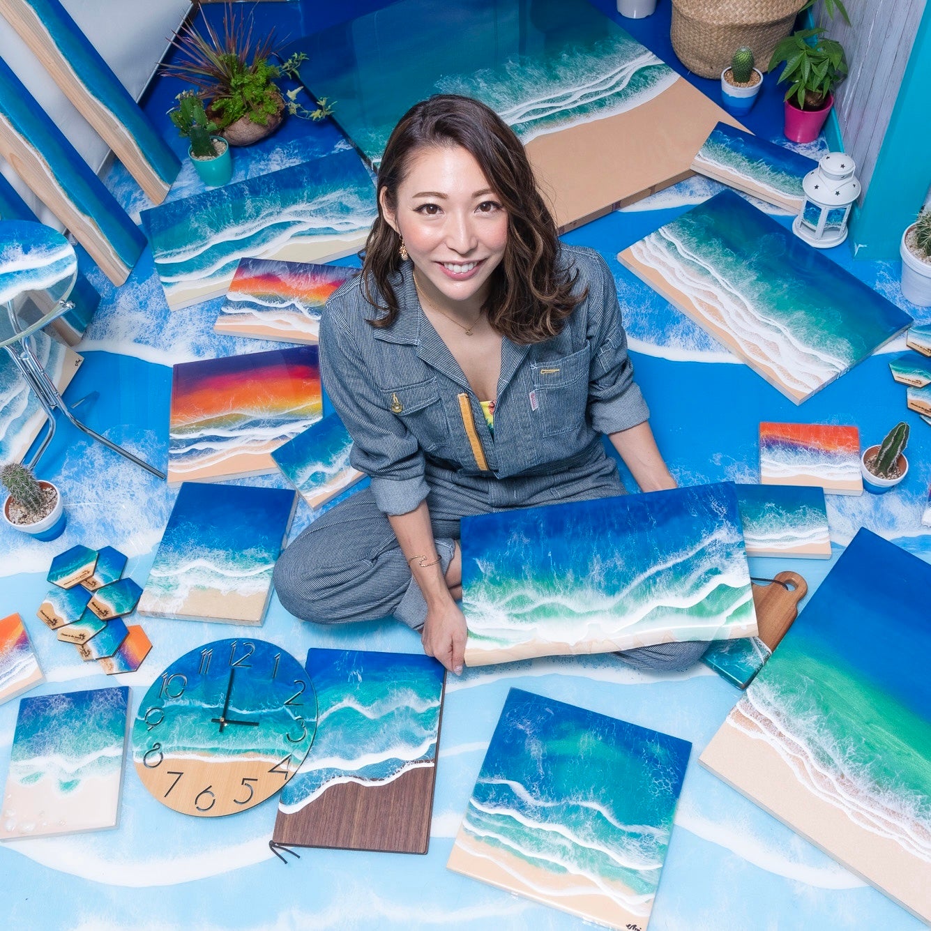 4 【 海のプレート No.3526 】エポキシレジン オーシャンアート アート