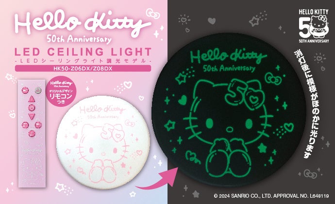 50周年記念デザインの「ハローキティ」がほのかに浮かび上がる「ハロー