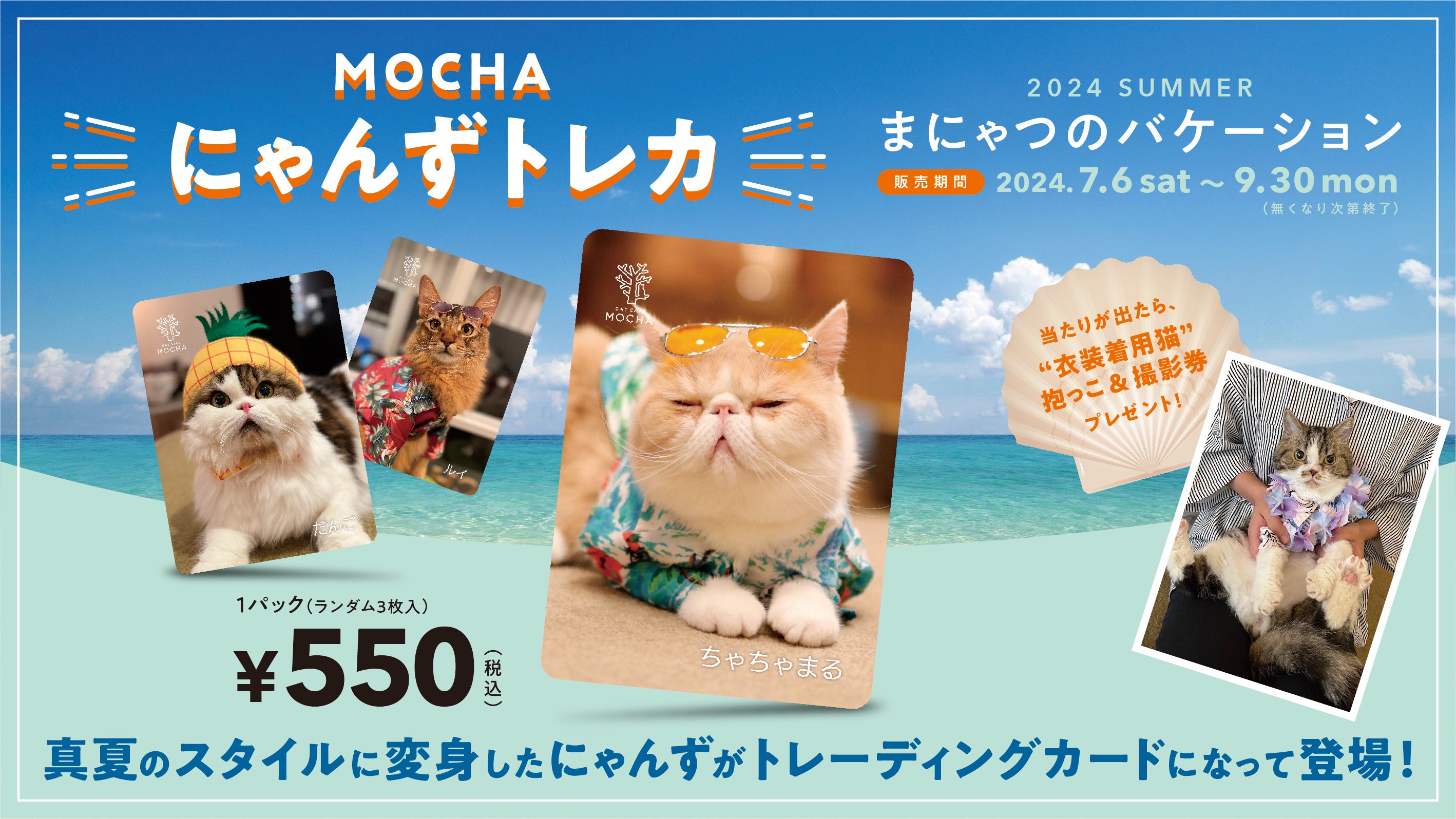 SNSで話題沸騰中！各店舗限定、当たり付きにゃんこトレカが夏ver.に
