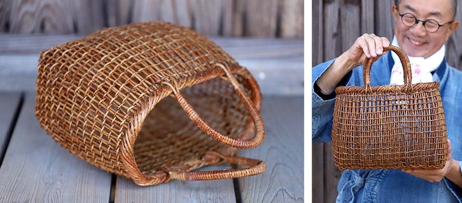 新発売】自然素材の表情を楽しむ「あけびこだし編み手提げ籠バッグ