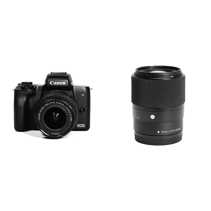 レンタル - Canon 小型軽量カメラ&明るい単焦点セット EOS Kiss M2 15