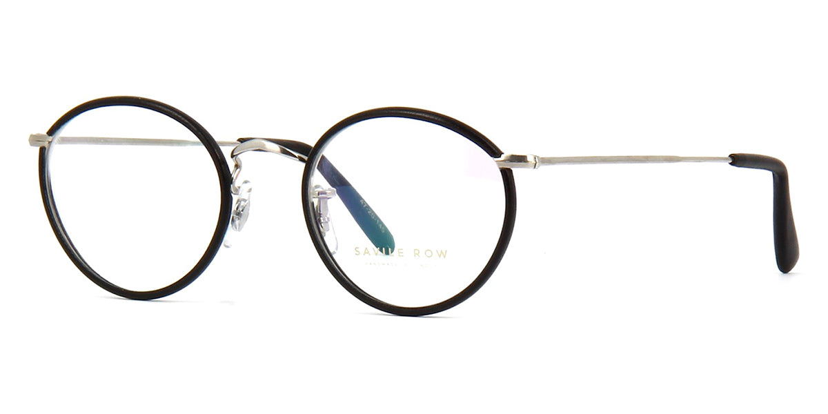 Savile Row 18kt Shallow Panto Rhodium and Black Leather - As Seen