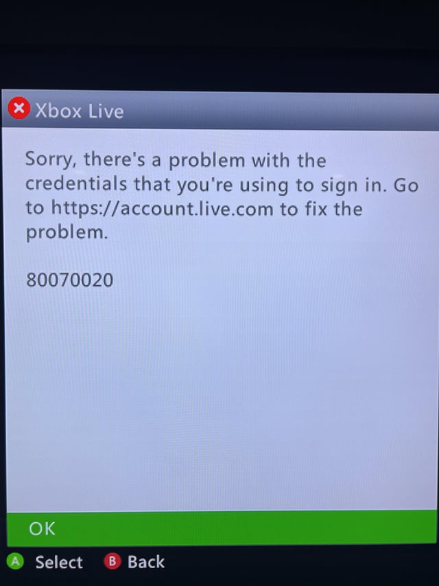 Can't download profile 80070020 : r/xbox360