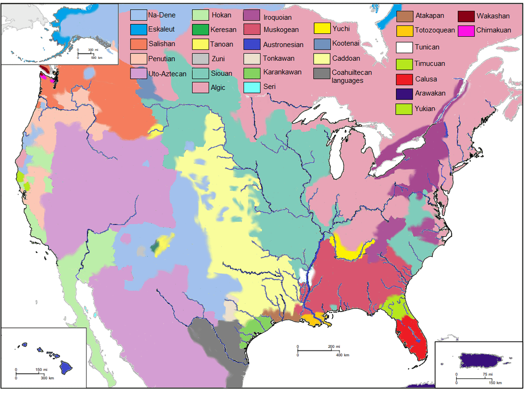 リクエスト通り：16世紀頃の（北）北米の先住民言語族地図 : r/MapPorn
