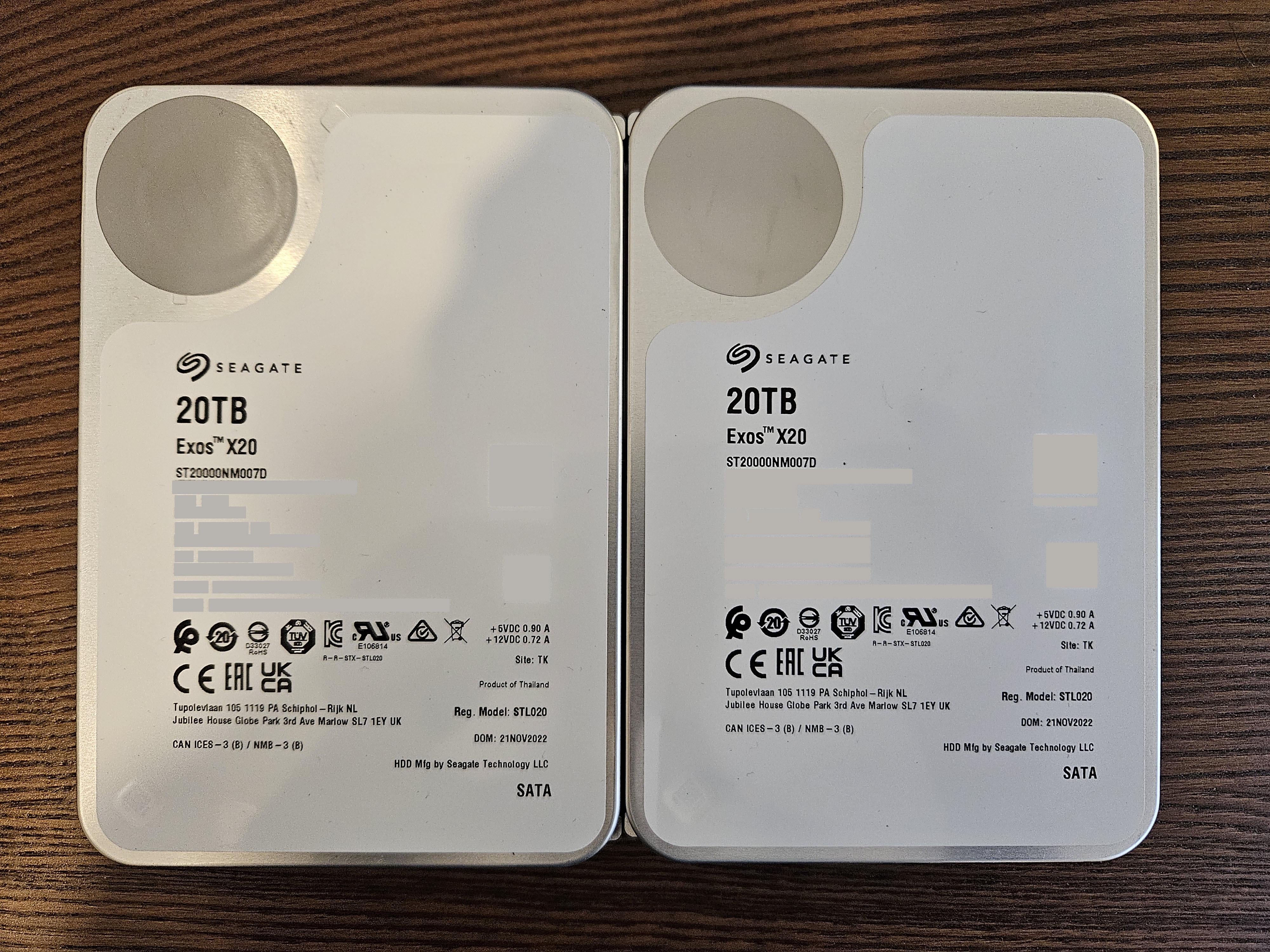 Good news: Just got some new Seagate Exos 20 and they are both