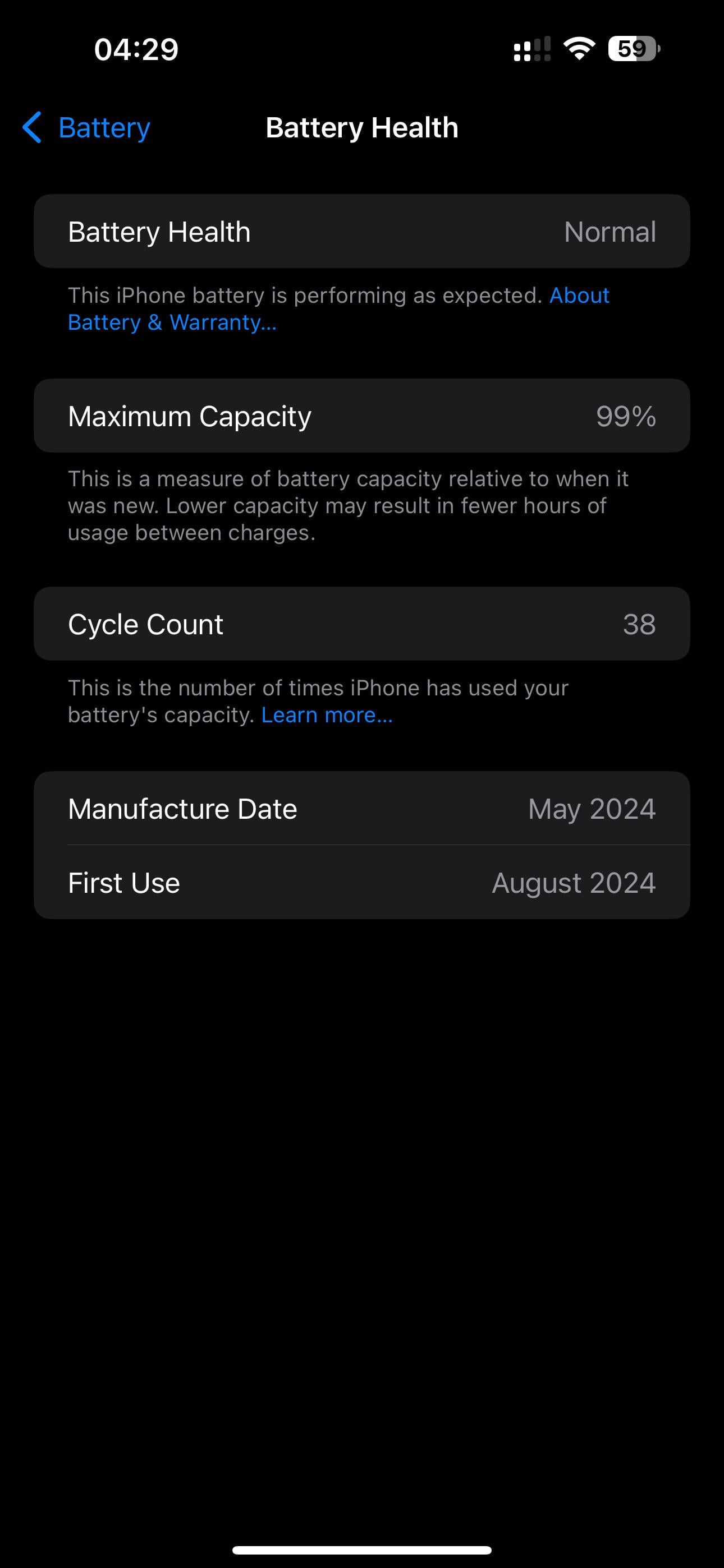 iPhone 15 Pro Max バッテリー最大容量99% 充放電回数38回 : r
